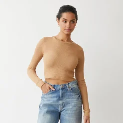 Long Sleeve*MONROW Baby Thermal Cropped Long sleeve LATTE