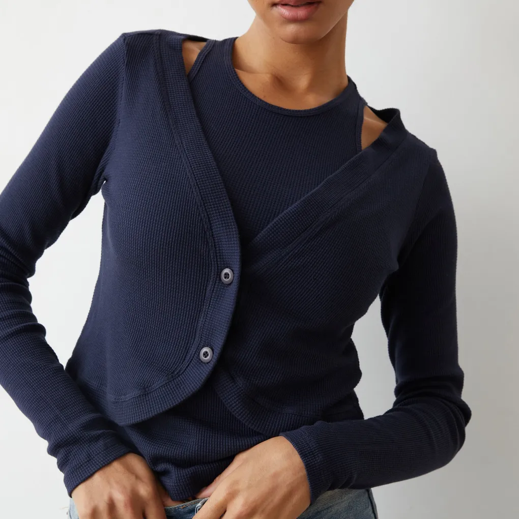 Long Sleeve*MONROW Baby Thermal Double Layer Cardi Top NEPTUNE