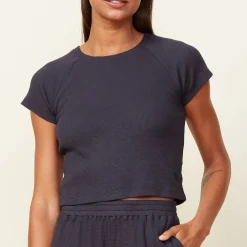 Tees*MONROW Baby Thermal Fitted Cap Sleeve Tee FADEDBLACK