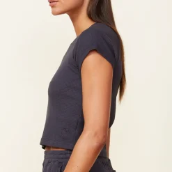 Tees*MONROW Baby Thermal Fitted Cap Sleeve Tee FADEDBLACK