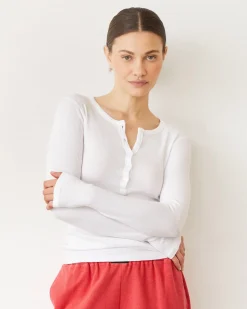 Long Sleeve*MONROW Baby Thermal Henley WHITE