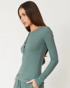 Long Sleeve*MONROW Baby Thermal Henley CACTUS