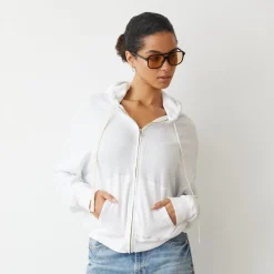 Zip-Up Hoodies*MONROW Baby Thermal Slouchy Zip Up WHITE
