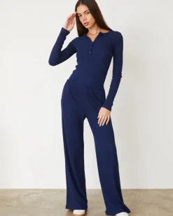 Pants|Sweats*MONROW Baby Thermal Wide Leg Pant NAVY