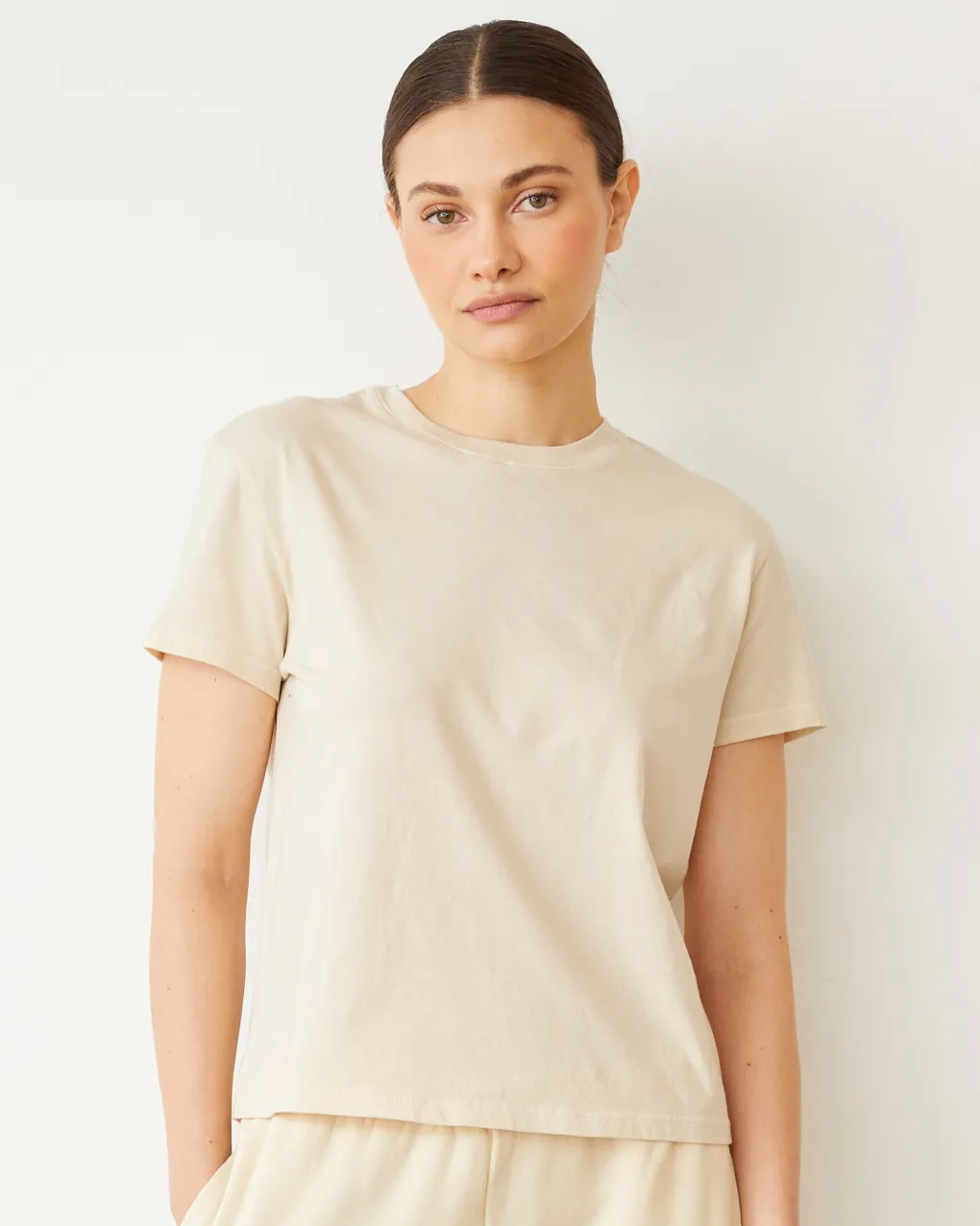 Tees*MONROW Basic Crew Neck Tee NATURAL