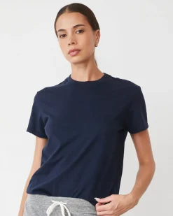 Tees*MONROW Basic Crew Neck Tee BLUEBLACK