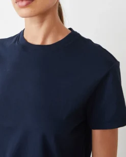 Tees*MONROW Basic Crew Neck Tee BLUEBLACK