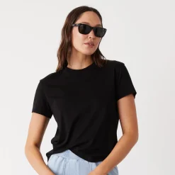 Tees*MONROW Basic Crew Neck Tee BLACK