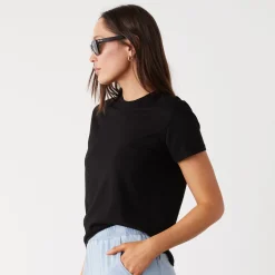 Tees*MONROW Basic Crew Neck Tee BLACK