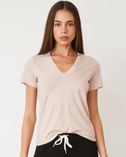 Tees*MONROW Basic V Neck CHALKPINK