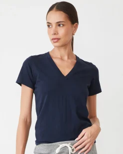 Tees*MONROW Basic V Neck BLUEBLACK