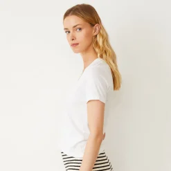 Tees*MONROW Basic V Neck Tee WHITE