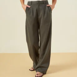 Pants*MONROW Bonded Thermal Pleated Pants KALEGREEN