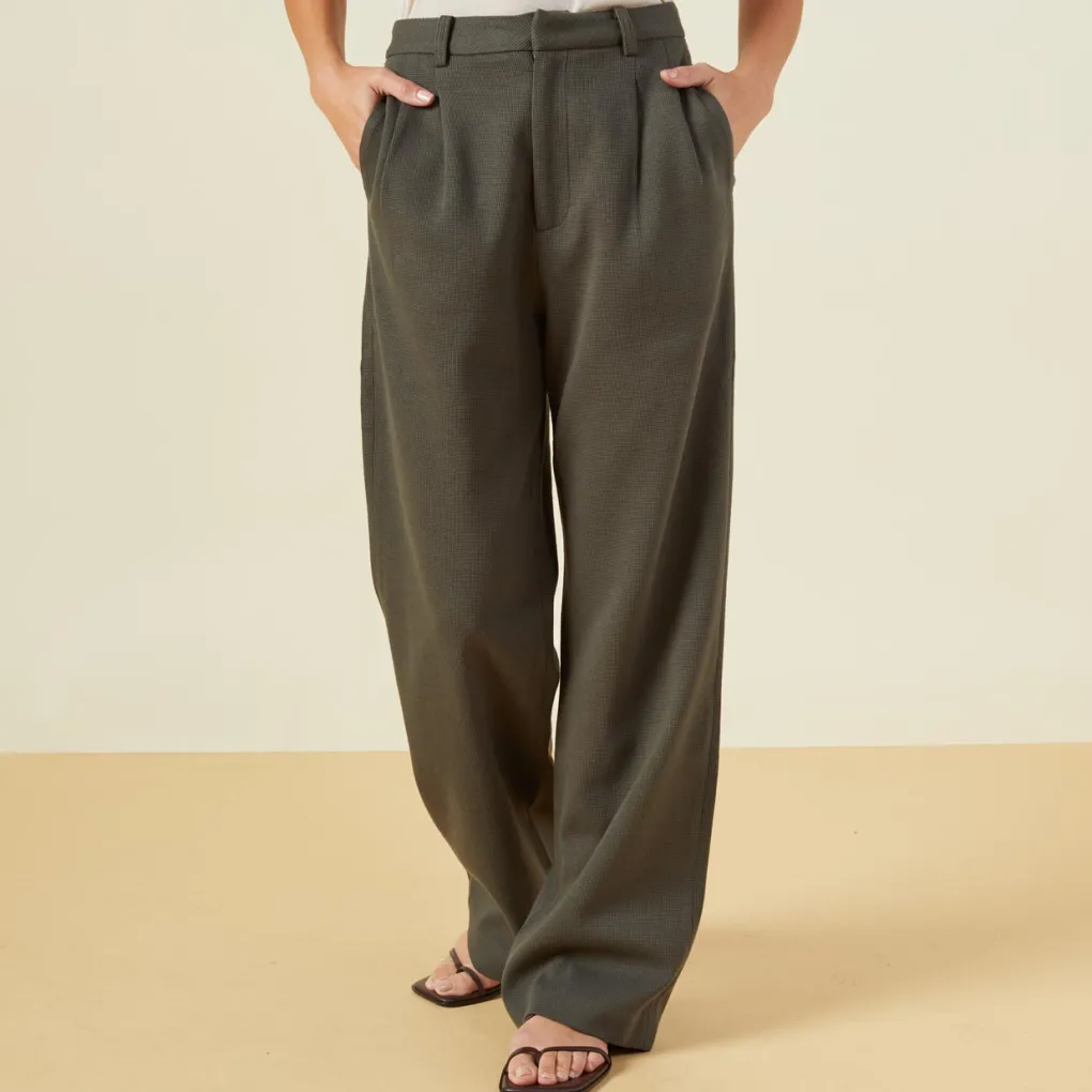 Pants*MONROW Bonded Thermal Pleated Pants KALEGREEN
