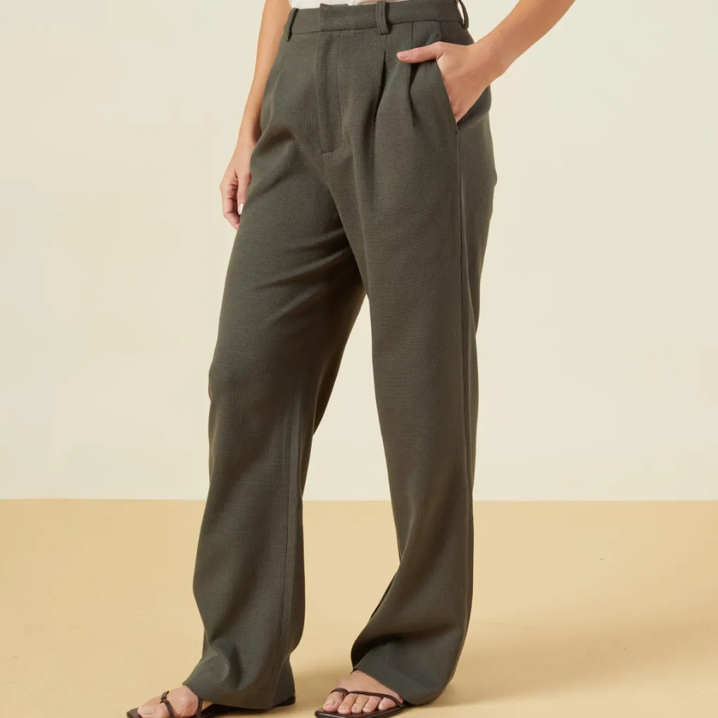 Pants*MONROW Bonded Thermal Pleated Pants KALEGREEN