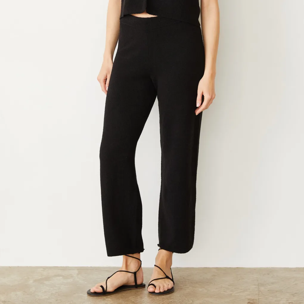 Pants*MONROW Boucle Knit Crop Pant BLACK