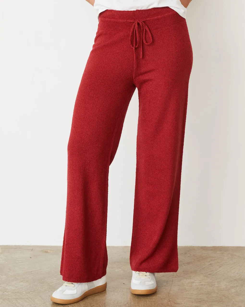 Travel Essentials|Pants*MONROW Boucle Knit Crop Straight Leg Pant MAROON