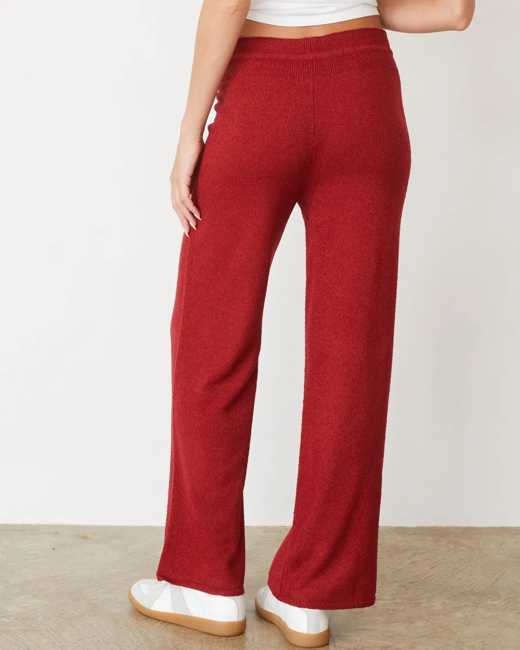 Travel Essentials|Pants*MONROW Boucle Knit Crop Straight Leg Pant MAROON
