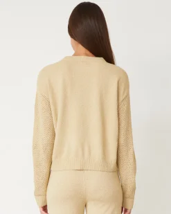 Sets|Long Sleeve*MONROW Boucle Knit Mesh Mixed Sweater SAND