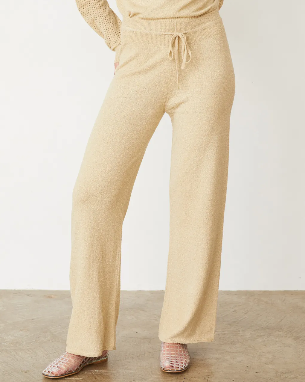 Sets|Sweats*MONROW Boucle Knit Straight Leg Pant SAND