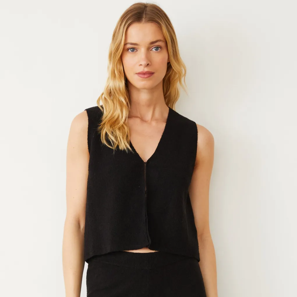 Tanks*MONROW Boucle Knit Vest BLACK