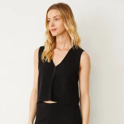 Tanks*MONROW Boucle Knit Vest BLACK