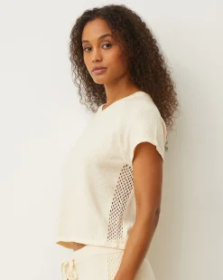 Tees*MONROW Boucle Knit V-neck CREAM