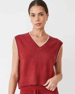 Travel Essentials|Sweaters*MONROW Boucle Knit V Neck Sweater Vest MAROON