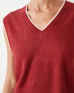 Travel Essentials|Sweaters*MONROW Boucle Knit V Neck Sweater Vest MAROON