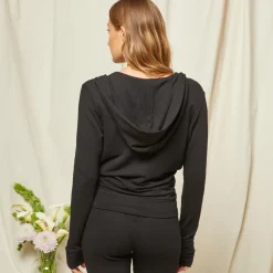 Zip-Up Hoodies*MONROW Bridal Supersoft Zip Up Hoody BLACK