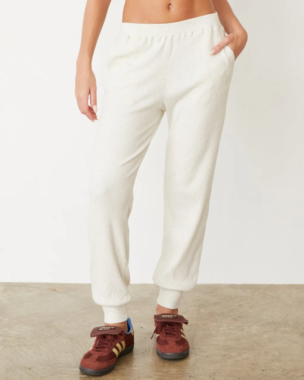 Travel Essentials|Sets*MONROW Brushed Rib Cuff Sweat NATURAL