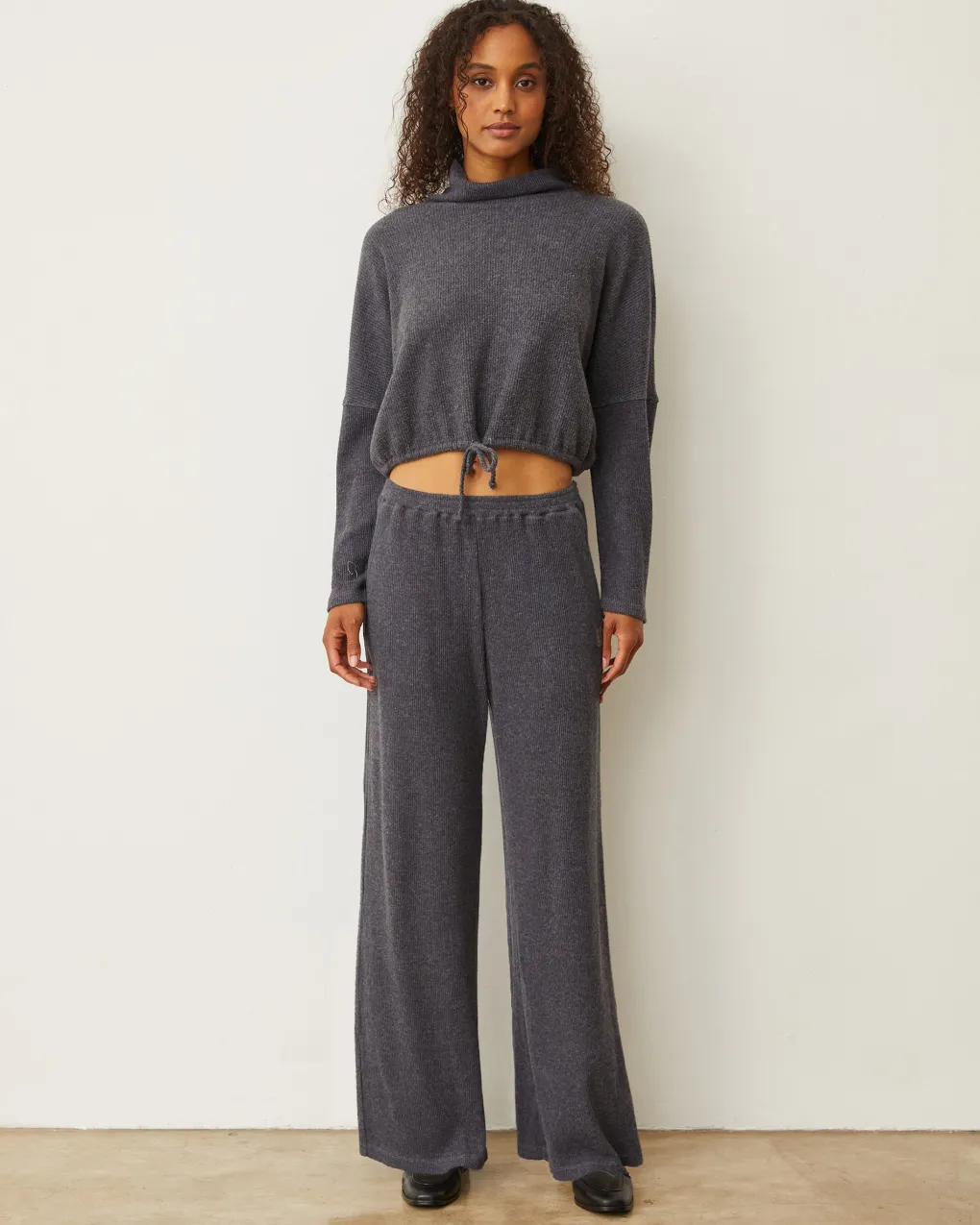 Sweats*MONROW Brushed Rib Pant VINTAGEBLACK