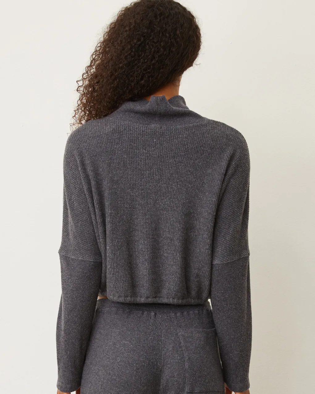Sweatshirts*MONROW Brushed Thermal Drawcord Waist Sweatshirt VINTAGEBLACK