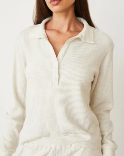 Travel Essentials|Sets*MONROW Brushed Thermal Henley NATURAL