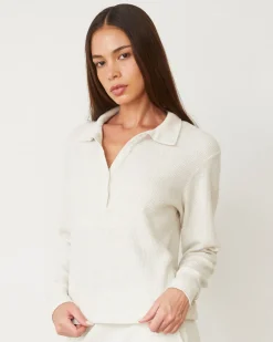 Travel Essentials|Sets*MONROW Brushed Thermal Henley NATURAL