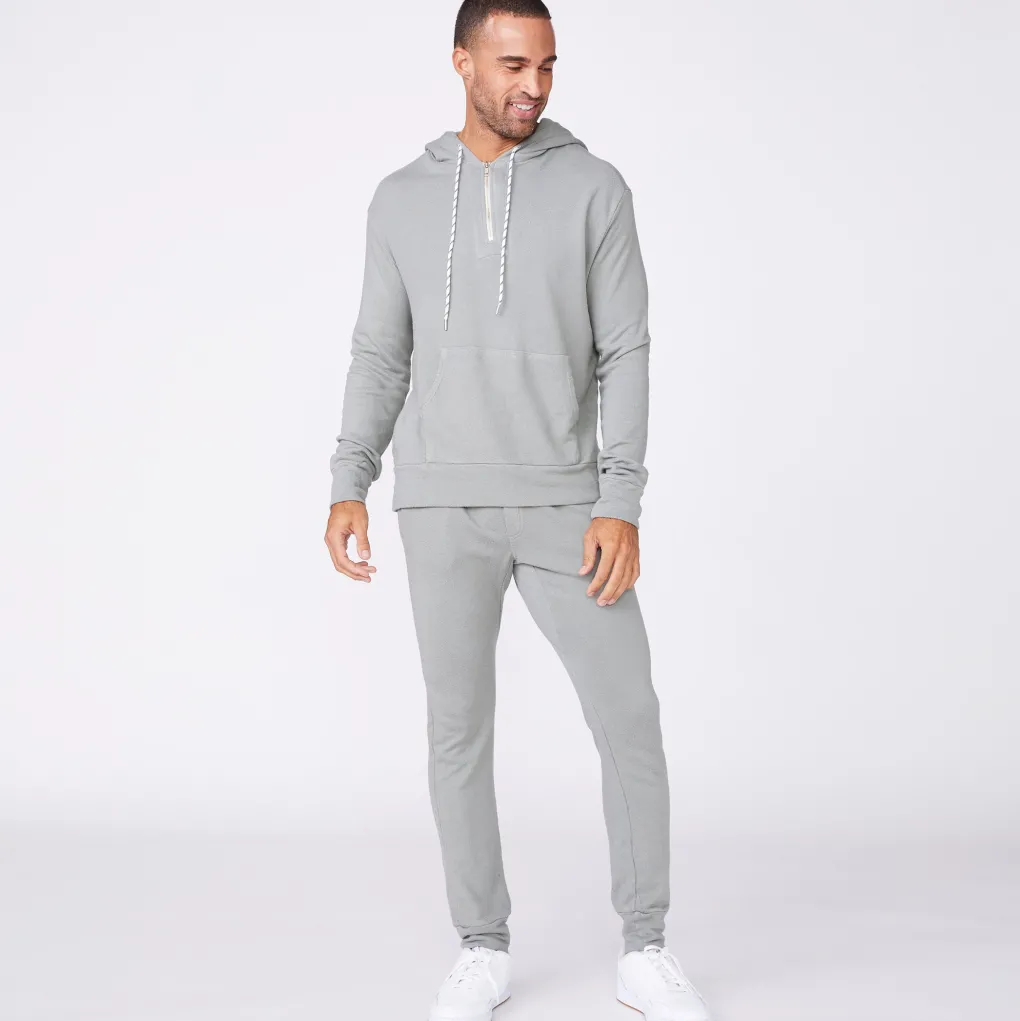 Men's Tops|Mens Sale*MONROW Bungee Cord Quarter Zip Hoody GUNMETAL