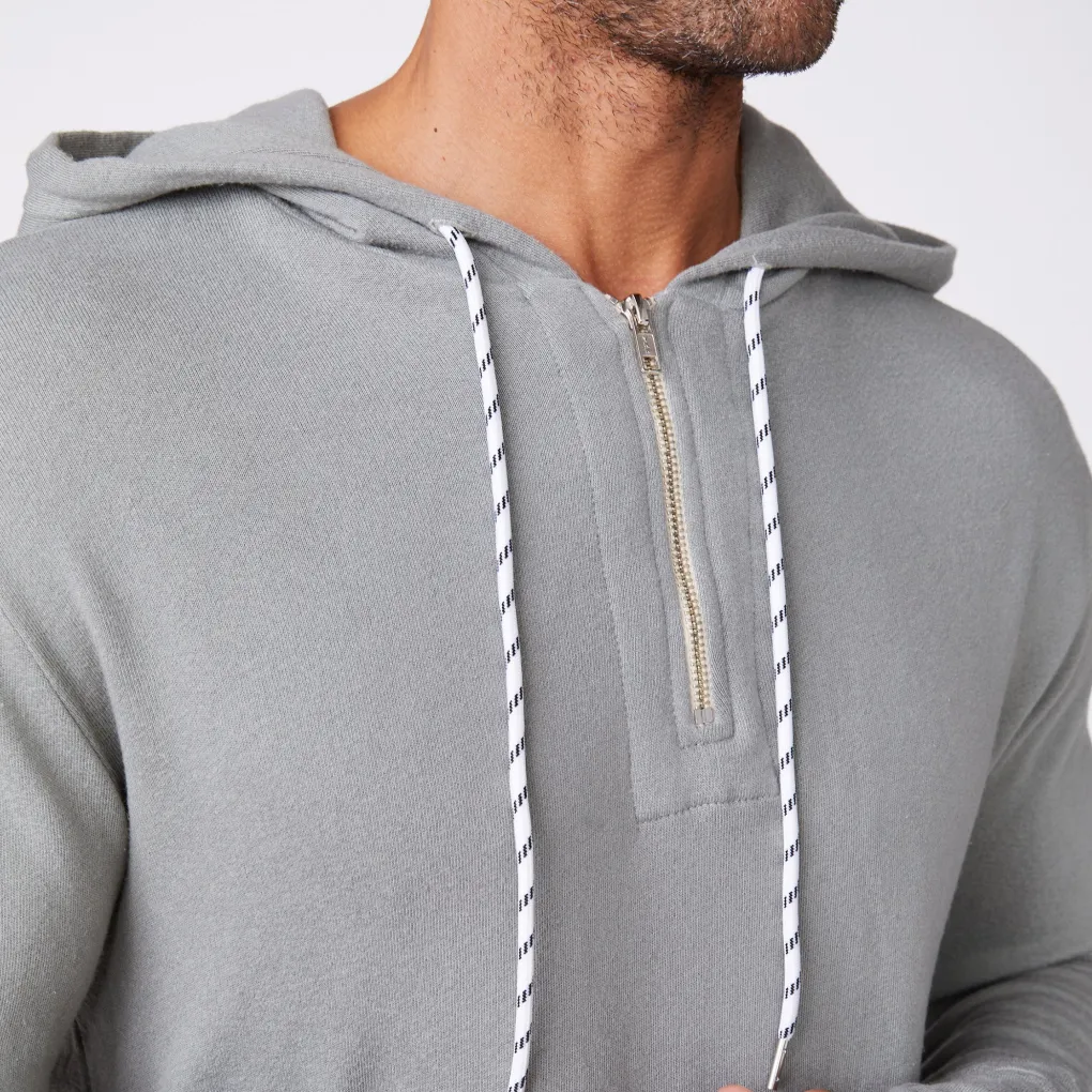 Men's Tops|Mens Sale*MONROW Bungee Cord Quarter Zip Hoody GUNMETAL