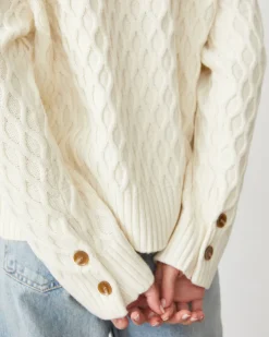 Sweaters*MONROW Cable Knit Polo Sweater IVORY