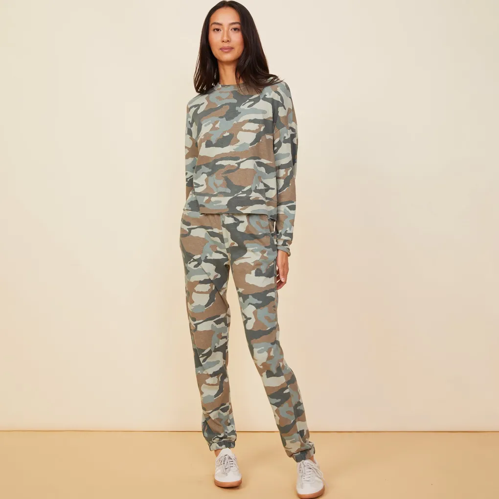 Sweatshirts*MONROW Camo Boxy Sweatshirt GREENGREY