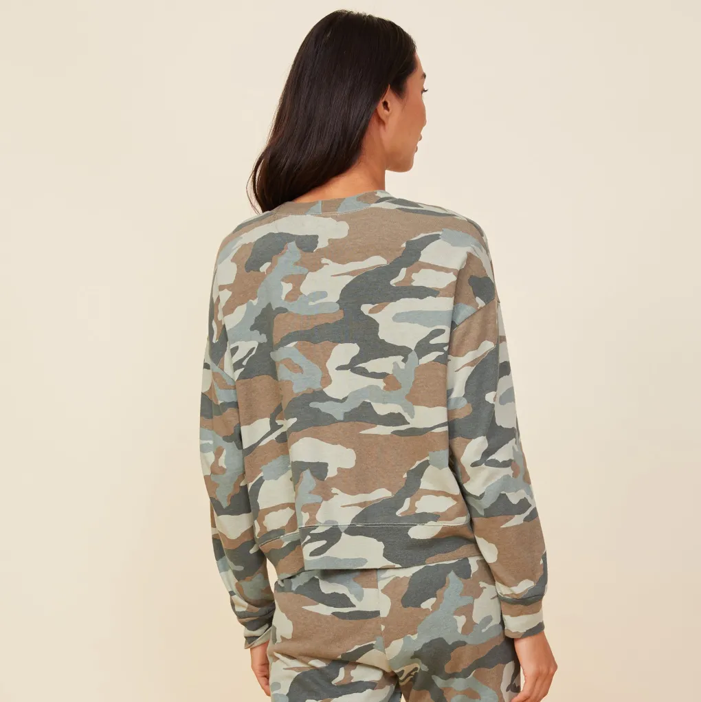 Sweatshirts*MONROW Camo Boxy Sweatshirt GREENGREY