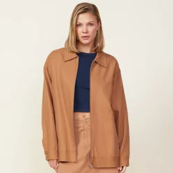 Jackets*MONROW Canvas Oversized Moto Jacket HAZELNUT