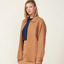 Jackets*MONROW Canvas Oversized Moto Jacket HAZELNUT