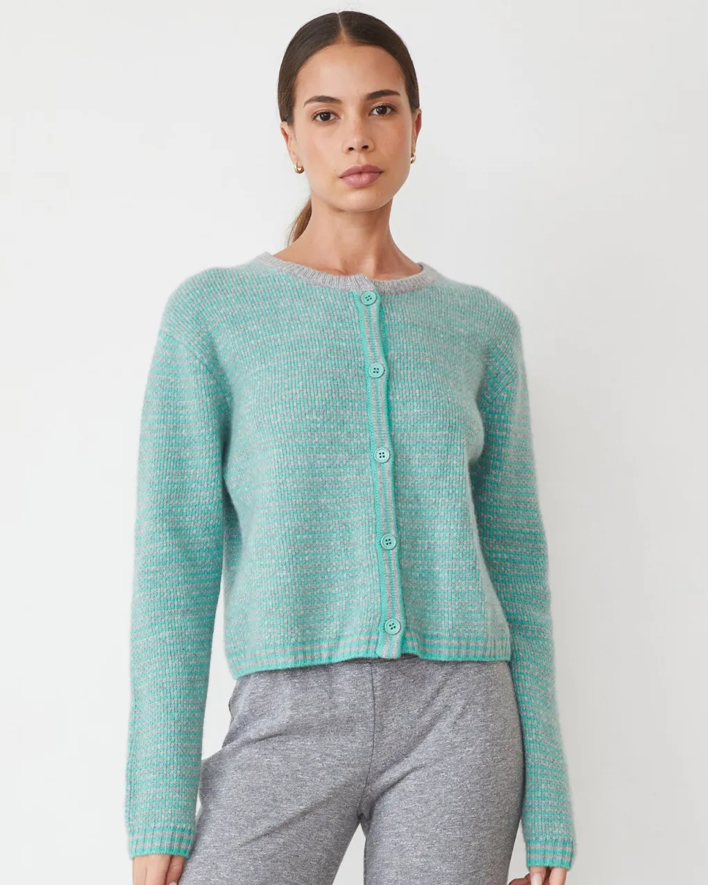 Travel Essentials|Jackets*MONROW Cashmere Cardigan HEATHERGREY/NILESTRIPE