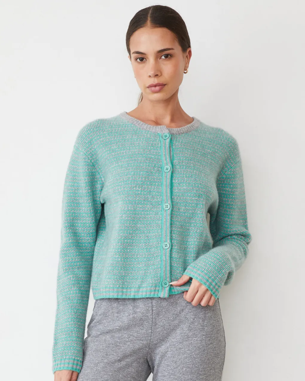 Travel Essentials|Jackets*MONROW Cashmere Cardigan HEATHERGREY/NILESTRIPE