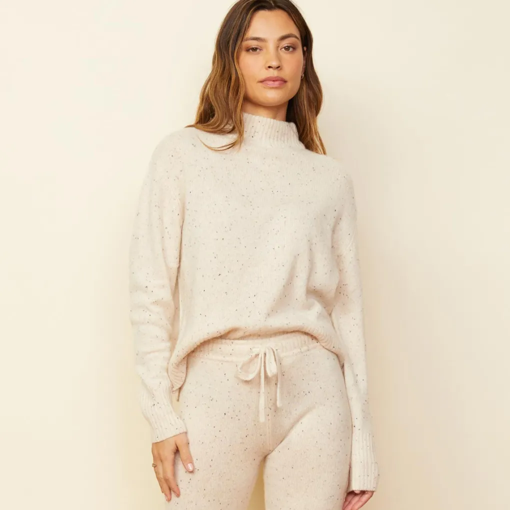 Sweatshirts*MONROW Cashmere Neps Mock Neck Sweatshirt CREAM