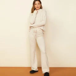 Sweatshirts*MONROW Cashmere Neps Mock Neck Sweatshirt CREAM