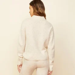 Sweatshirts*MONROW Cashmere Neps Mock Neck Sweatshirt CREAM