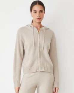 Travel Essentials|Sets*MONROW Cashmere Zip Up Hoody CHALK