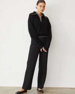 Pants*MONROW Cotton Knit Patch Pocket Pant BLACK