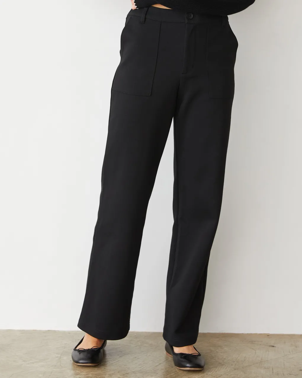 Pants*MONROW Cotton Knit Patch Pocket Pant BLACK